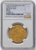 Nederland, Utrecht 1/2 Rozenobel 1601-1602 (NGC MS62), Postzegels en Munten