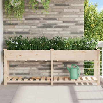 vidaXL Plantenbak Beige 203 x 53 x 76,5 cm Massief Vurenhout, Tuin en Terras, Verzenden, Nieuw, Hout, Minder dan 60 cm