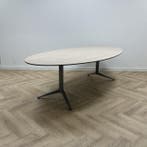 ovale vergadertafel 260x130 cm, midden eiken - grijs, Ophalen of Verzenden, Gebruikt, Bureau