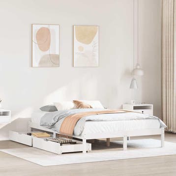 vidaXL Bedframe zonder matras massief grenenhout wit 120x200, Verzenden, Wit, Nieuw, Twijfelaar