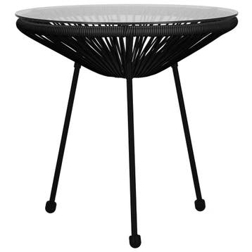 Tuintafel - Draad - Rotan - Zwart - Rond - Glas - 50 Cm, Ophalen of Verzenden, Nieuw