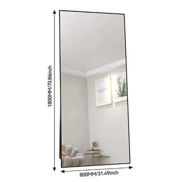 Volledige Lengte Spiegel 180×80 – Zwart Aluminium Frame, Verzenden, Nieuw