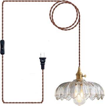 Vintage glazen hanglamp | Draaischakelaar | Tweedekansje, Huis en Inrichting, Lampen | Hanglampen, Ophalen of Verzenden, Nieuw