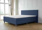 ACTIE! Boxspring Malaga 140 200 Blauw, Nieuw, 140 cm, Twijfelaar, 200 cm