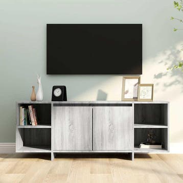 vidaXL Tv-meubel 130x35x50 cm bewerkt hout grijs sonoma, 100 tot 150 cm, Verzenden, Nieuw, Minder dan 100 cm