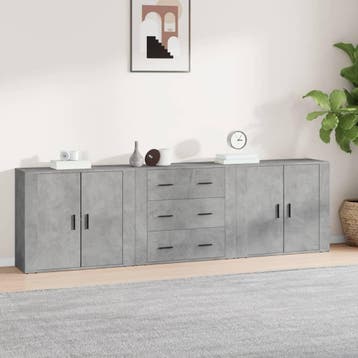 vidaXL Dressoirs 3 st bewerkt hout betongrijs, Minder dan 50 cm, Verzenden, Nieuw, 25 tot 50 cm