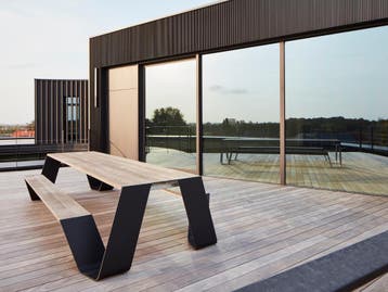 Extremis Hopper Picnic 300 cm tuintafel picknicktafel zwart, Zo goed als nieuw, Rechthoekig, Aluminium