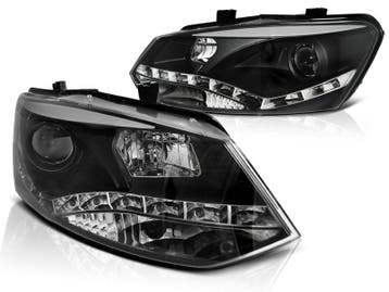 Koplampen VW Polo 6R 10-14 DRL look Devil Eyes Zwart, Auto-onderdelen, Ophalen of Verzenden, Nieuw