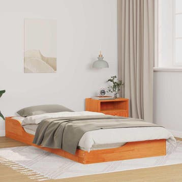 vidaXL Bedframe Wasbruin 100 x 200 cm Massief grenenhout, Huis en Inrichting, Slaapkamer | Bedden, Verzenden, Nieuw, Bruin, Hout
