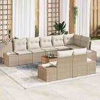 vidaXL Tuin Sofa Set met opslag 9 pcs Beige en wit, Tuin en Terras, Tuinsets en Loungesets, Verzenden, Nieuw, Rotan, Meer dan 8 zitplaatsen