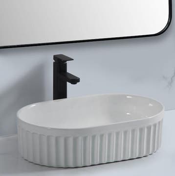 SALE - Lorna 55 - Glans wit - Waskom -  -  - Keramiek -, Doe-het-zelf en Verbouw, Sanitair, Ophalen of Verzenden, Nieuw
