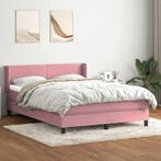 vidaXL Boxspring met matras fluweel roze 160x220 cm, Huis en Inrichting, Slaapkamer | Bedden, Verzenden, Nieuw, Stof