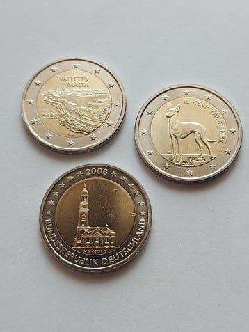 Duitsland, Malta. 2 Euro 2008/2026 (incl. 2 euro Hamburg -