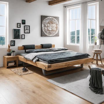 Van Schaik Houtstede Massief Eiken Balkenbed - 140 x 210, Nieuw