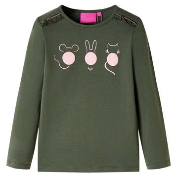 vidaXL Kindershirt met lange mouwen 128 kakikleurig, Verzenden, Nieuw
