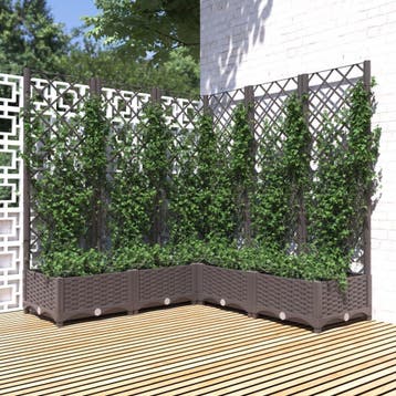 vidaXL Plantenbak met latwerk 120x120x121,5 cm polypropeen, Verzenden, Nieuw, Kunststof, 100 cm of meer
