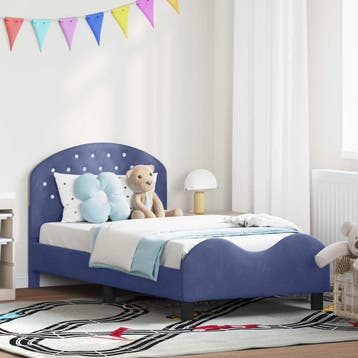Fluwelen Kinderbed Blauw | Met Opbergvak | Laatste Stuk!, Kinderen en Baby's, Kinderkamer | Bedden, 70 tot 85 cm, Ophalen of Verzenden