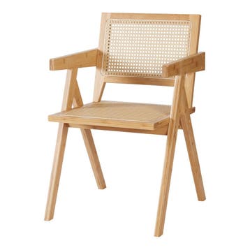 Eetkamerstoel Asikkala 79x50x50 cm bamboe rotan look naturel, Huis en Inrichting, Stoelen, Verzenden, Nieuw