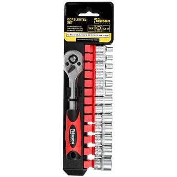 Benson 12-delige dopsleutelset - 1/2 opname - Chroom-van..., Doe-het-zelf en Verbouw, Gereedschap | Handgereedschap, Ophalen of Verzenden
