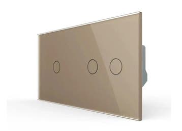 Livolo Touchscreen Schakelaar | Goud | 1+2 | Aan/Uit, Ophalen of Verzenden, Nieuw, Schakelaar