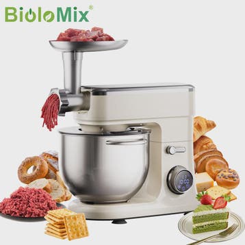 BioloMix Keukenmachine 7L - 1200W Krachtig, Met Deegmixer, G, Verzenden, Nieuw