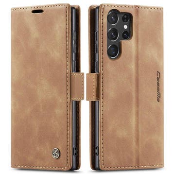 CaseMe book case leer - Samsung S25 Ultra - licht bruin, Verzenden, Nieuw