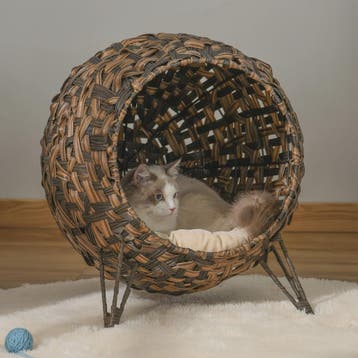 Ronde rotan kattenmand met kussen en verhoogde pootjes - Bru, Dieren en Toebehoren, Kattenmanden, Verzenden, Nieuw