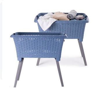 Wasmand op poten kunststof blauw 38 liter 39 x 59 x 29 cm..., Verzenden, Nieuw