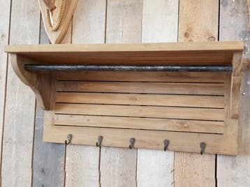 Teak wandkapstok 100cm - Naturel, Overige typen, Nieuw, Minder dan 100 cm, 25 tot 50 cm