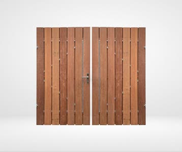 Dubbele Tuinpoort Hardhout / Keruing Verticaal, Tuin en Terras, Ophalen of Verzenden, Nieuw