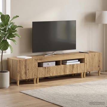 vidaXL 3-delige LED TV-kast DELFT Artisanaal eiken Bewerkt, Huis en Inrichting, Kasten | Televisiemeubels, Minder dan 50 cm, Verzenden
