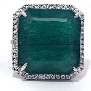 Ring Platina - 17.71ct. tw. Smaragd - Diamant, Nieuw
