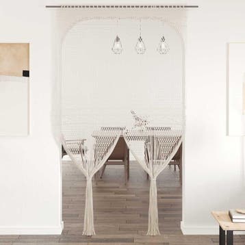 vidaXL Gordijn macramé 140x240 cm katoen, Verzenden, Nieuw, Crème