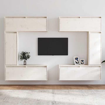 vidaXL Tv-meubelen 6 st massief grenenhout wit, 100 tot 150 cm, Verzenden, Nieuw, Minder dan 100 cm