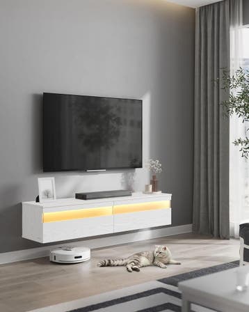 TV Lowboard - tv meubel - breedte 147 cm - hout met LED -, Verzenden, Nieuw