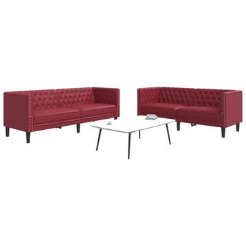 vidaXL 2-delige Loungeset Chesterfield-stijl kunstleer, Verzenden, Nieuw, Vierpersoons of meer, Leer