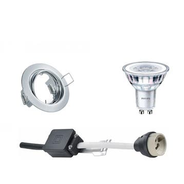 GU10 Inbouwspot Set - Glans Chroom - Inbouw Rond -, Huis en Inrichting, Metaal of Aluminium, Nieuw, Ophalen of Verzenden, Led