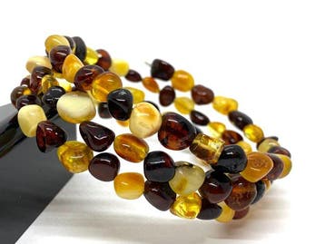Veelkleurige Natuurlijke Baltische Barnsteen Armband - De