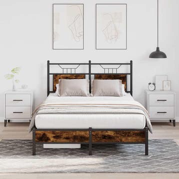 vidaXL Bedframe zonder matras hout gerookt eikenkleurig, Bruin, Verzenden, Nieuw, Twijfelaar