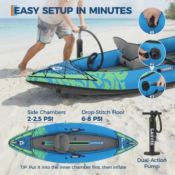Opblaasbare Kajak voor 1 Persoon - Drop-Stitch Constructie &, Watersport en Boten, Verzenden, Nieuw