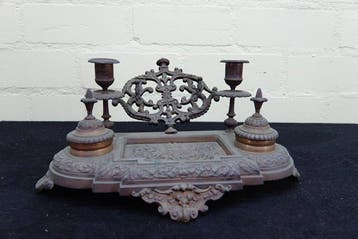 antiek bronzen inktstel - Inktpot - Messing