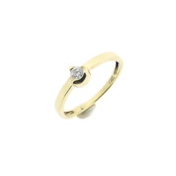 Gouden solitair ring met zirconia, Gebruikt, Ophalen of Verzenden, 17 tot 18, Met edelsteen