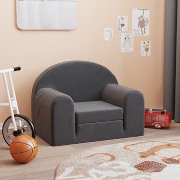 vidaXL Kinderslaapbank zacht pluche antracietkleurig, Verzenden, Nieuw