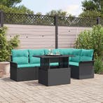 vidaXL Tuin Sofa Set met kussen 6 pcs Zwart Poly riet, Verzenden, Nieuw, Rotan