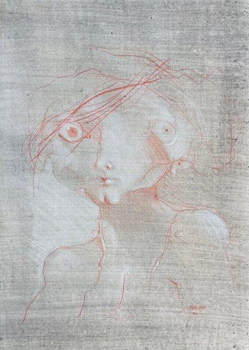 Robert Detheux (1932-2010) - Grand portrait surréaliste à la