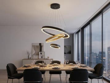 Veiling - Hanglamp Zwart en Goud Trio Ring 60W LED CCT 3 Kle, Nieuw