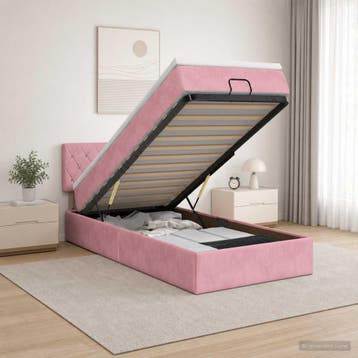 vidaXL Ottoman bed met matras met hoofdeinde Roze 90 x 200, Verzenden, Nieuw, Eenpersoons, Stof
