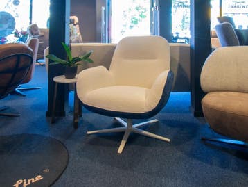 Draaifauteuil Nautic in stof met voetenbank nu 25% KORTING, Minder dan 75 cm, Moderne draaifautueils, Stof, Nieuw