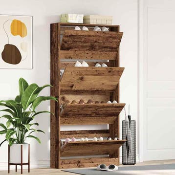 vidaXL Schoenenkast 80 x 21 x 163,5 cm Bewerkt hout Oudhout, Huis en Inrichting, Verzenden, Nieuw