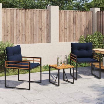 vidaXL Buitenmeubelset 3 st Marineblauw, Verzenden, Nieuw, 3 zitplaatsen
